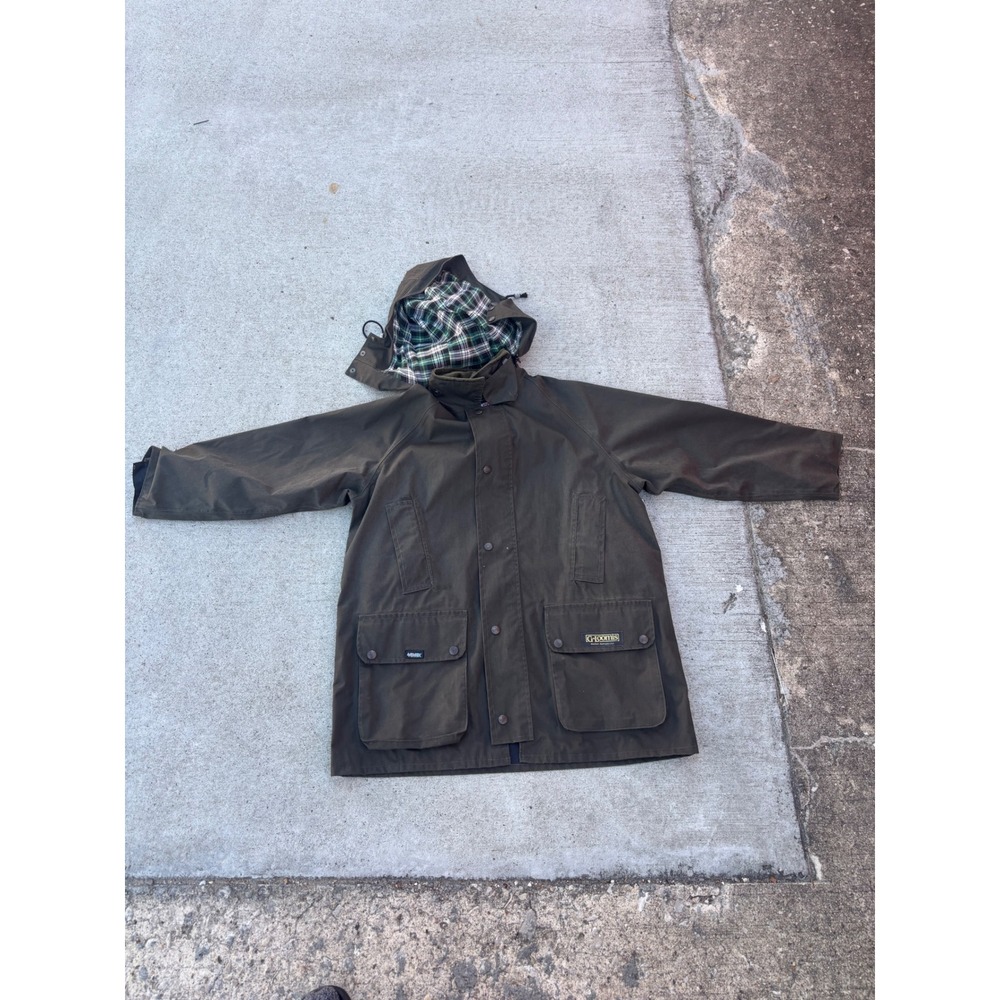 G-Loomis Waxed Cotton Field Jacket Mens Large Olive Green Made in England Hooded